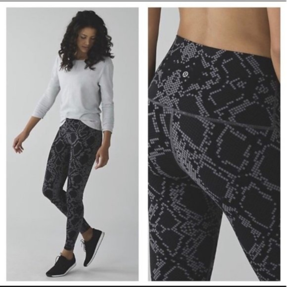 lululemon athletica Black & Gray Snake Print High-Rise Leggings